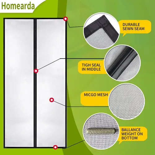 Miniatura 6 de Mosquitero magnético de fibra de vidrio para puerta, nueva versión con mejores imanes, parte superior reforzada que no se rasga y duradero lienzo
