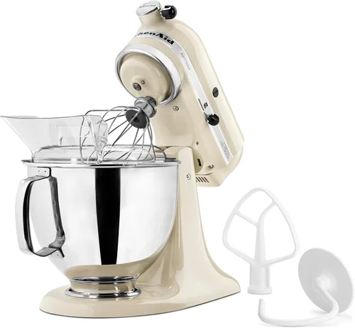 Miniatura 3 de KitchenAid Artisan Series Batidora de Pie con Cabezal Inclinable de 5 Cuartos con Escudo Vertedor KSM150PS, Crema de Almendra
