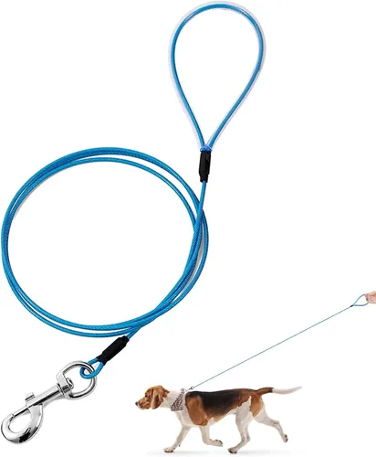 Miniatura 10 de Correa para perro a prueba de masticación Mi Metty, correa de cable metálico de 6 pies, correa resistente hecha de cuerda de alambre recubierta