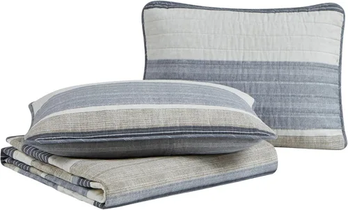 Miniatura 2 de Nautica Juego de edredón tamaño Queen, ropa de cama reversible con fundas a juego, juego de cama ligero para decoración de habitación a rayas