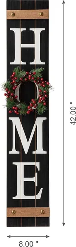 Miniatura 4 de Glitzhome - Letrero con palabra en inglés «Welcome» para puerta delantera, porche, rústico, de madera, con 3 coronas de flores intercambiables