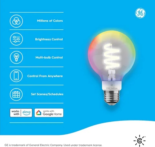 Miniatura 2 de Cync GE - Bombillas LED inteligentes, bombilla globo G25, decoración estética de habitación, bombillas que cambian de color, equivalente a 60 W