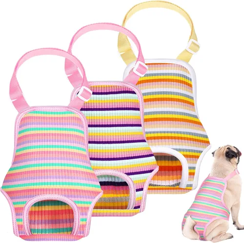 Nuanchu 3 piezas de pañales sanitarios para perras hembras con tirantes ajustables, pañales lavables y reutilizables para perros pequeños, medianos