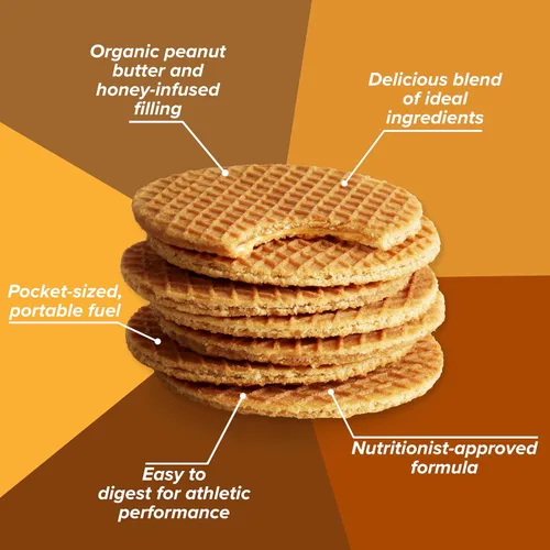 Miniatura 4 de Honey Stinger Gofre de Mantequilla de Maní Orgánica, Stroopwafel Energético para Ejercicio, Resistencia y Rendimiento, Nutrición Deportiva