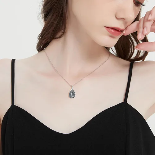 Miniatura 69 de Collar con colgante de urna de cenizas de cremación y árbol de la vida para mujer, plata de ley US1