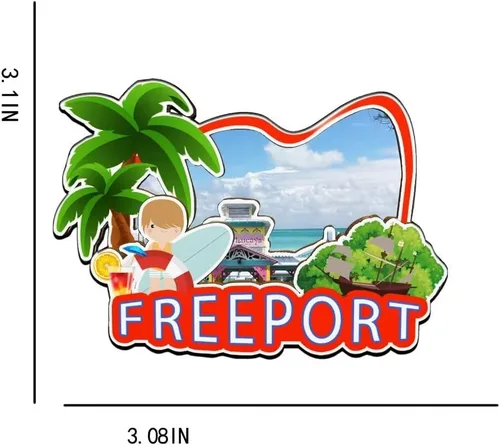 Miniatura 3 de Freeport - Imán para nevera con imán de madera en 3D, monumentos de viaje, coleccionables, recuerdos, decoración hecha a mano -2267
