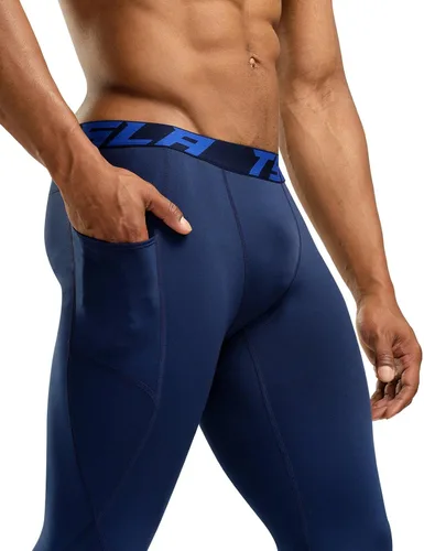 Miniatura 3 de TSLA - Paquete de 1 o 2 pantalones térmicos de compresión para hombre, leggings deportivos y mallas para correr, pantalones para usar como primera