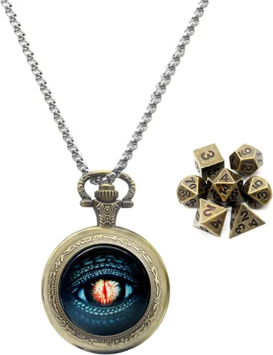 Miniatura 9 de Haxtec Juego Mini de Dados de Metal DND con Estuche de Collar Hueco Juego de Dados de Metal Pequeños Antiguos Juego de Llaveros D&D Portátil Juego
