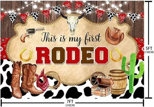Miniatura 5 de AIBIIN Fondo de 1er cumpleaños con texto en inglés «My First Rodeo», «My First Rodeo», «My First Rodeo», fondo para fotografía fotográfica