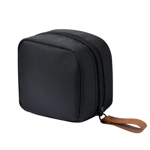 Miniatura 8 de Bolsa de cosméticos media luna Hekyip, neceser de maquillaje para viajes, neceser impermeable portátil para niñas y mujeres, pequeña (TODO NEGRO)