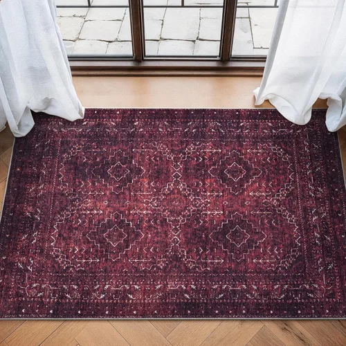 Miniatura 94 de Bloom Rugs - Alfombra lavable, antideslizante, de 1,83 x 2,74 m, color beige/blanco claro con borde tradicional, para sala de estar, dormitorio