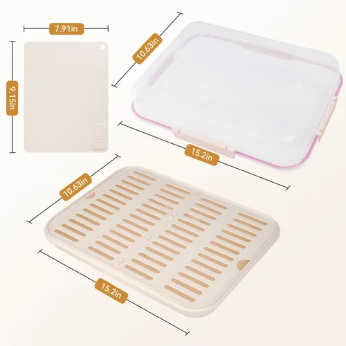 Miniatura 6 de Recipiente de almacenamiento de alimentos con tapa para tabla de cortar, bandeja de aperitivos con compartimento para bolsa de hielo y divisor Crema