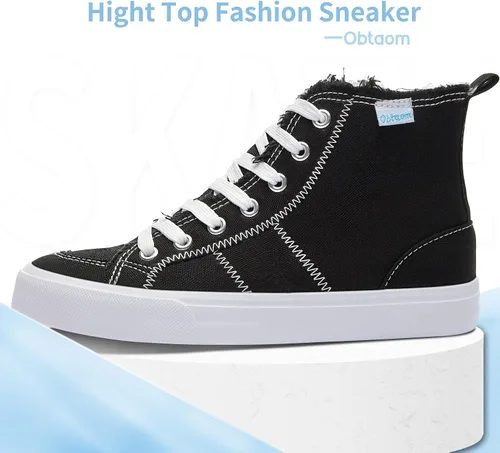 Miniatura 81 de Obtaom Zapatos de lona de alta calidad para mujer/hombre para jugar a media pantorrilla, zapatillas de deporte de moda casuales con cordones de alta