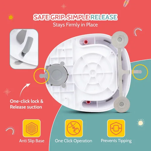 Miniatura 4 de BEBECAN Asientos de Baño Antideslizantes para Bebés 6-12 Meses, Silla de Bañera para Niños Pequeños con Cojín Lavable, Cepillo de Tapa y Taza