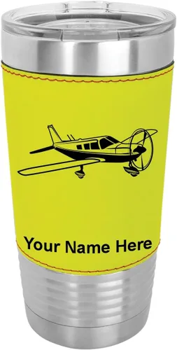 Miniatura 14 de LaserGram Vaso aislado al vacío de 20 onzas, avión de ala baja, grabado personalizado incluido (piel sintética, estilo béisbol)
