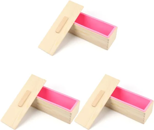 3 paquetes de moldes de jabón de 42 onzas, moldes de jabón para hacer jabón con cajas de madera, juego de 3, moldes de barra de jabón se pueden