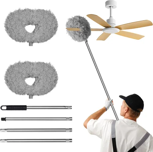 Miniatura 12 de Storystore Plumero para ventilador de techo con poste de extensión, ajustable de 13 a 49.7 pulgadas, limpiador de aspas de ventilador removible