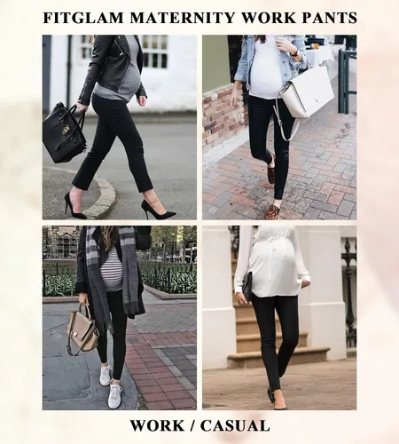 Miniatura 5 de fitglam Pantalones de maternidad para mujer, para el trabajo, pantalones de embarazo, pantalones de oficina sobre el vientre, pantalones elásticos