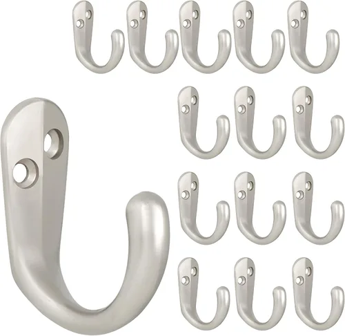Miniatura 14 de IBosins 15 ganchos para abrigos montados en la pared, gancho único para batas para colgar toallas con 30 tornillos para bolsos, sombrero, gorra