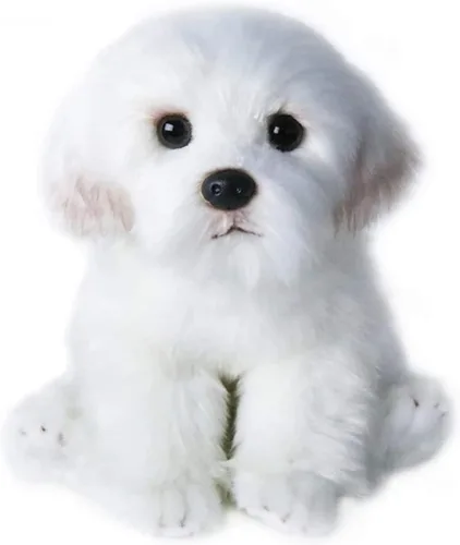 Perro maltés de peluche realista de 14 pulgadas, juguetes de peluche para cachorros, almohada de felpa suave para cumpleaños para niños y adultos,