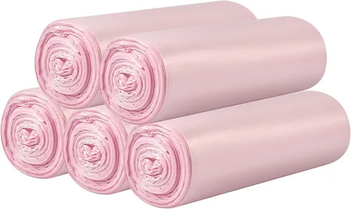 5 rollos de bolsas de basura pequeñas – 100 bolsas de basura pequeñas duraderas de 4 galones para el hogar, oficina, cocina, baño, dormitorio, forro