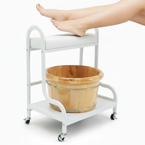 Miniatura 7 de Geelin Carrito de pedicura, carrito de baño de pies, carrito portátil para descanso, masaje y pedicura, taburete con cojín, suministros de spa