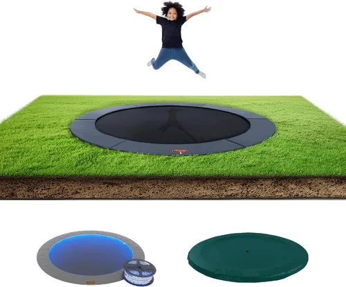 Miniatura 16 de Avyna Trampolín redondo en el suelo de alta calidad, 15 pies, 14 pies y 12 pies - Trampolín al aire libre para niños y adultos con características