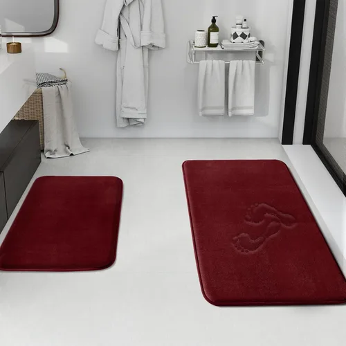 Miniatura 16 de HUXMEYSON Juego de alfombras de baño de 2 piezas, juego de alfombrillas antideslizantes y de secado rápido, alfombras de baño ultra suaves de Negro