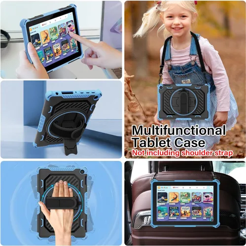Miniatura 4 de ROISKIN Funda para tableta Amazon Kindle Fire HD 8 y HD 8 Plus de 12ª/10ª generación versión 2024/2022/2020 para niños con soporte giratorio de 360
