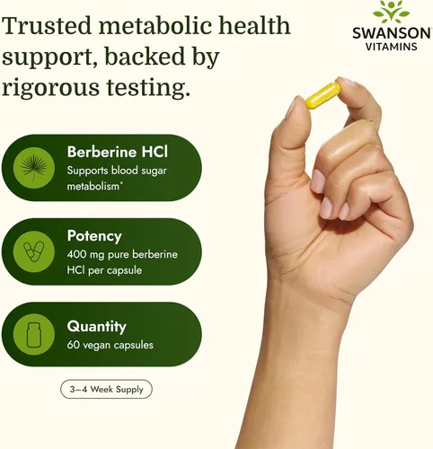 Miniatura 3 de Swanson Suplemento de berberina - 400 mg cada uno, 60 cápsulas - Berberina HCl con apoyo general para el bienestar