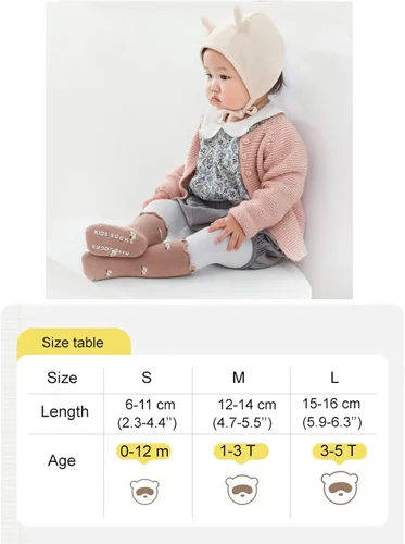 Miniatura 7 de Calcetines antideslizantes para bebés, calcetines cálidos y gruesos antideslizantes para niñas, niños y recién nacidos, 5 pares