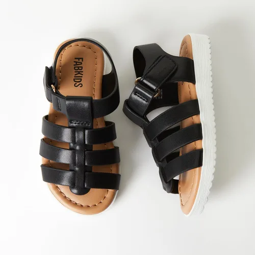 Miniatura 6 de FabKids Sandalias de gladiador para niñas, sandalias planas de tiras trenzadas, sandalias de verano con punta abierta, zapatos de vestir