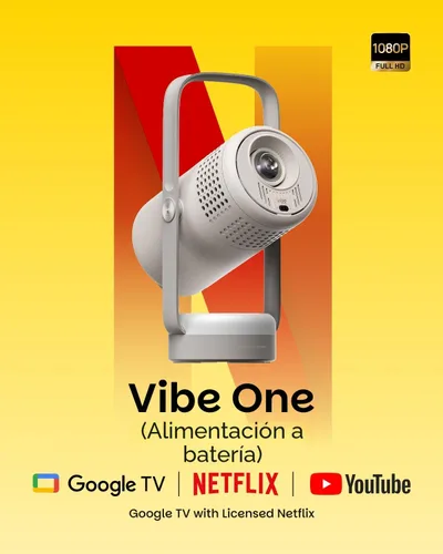 Miniatura 2 de XGIMI Vibe One - Proyector portátil inteligente de 1080P alimentado por batería, Google TV con licencia Netflix, sonido de JBL, batería incorporada