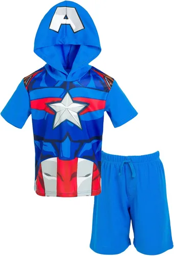 Marvel Vengadores Spider-Man Capitán América Hulk Thor camiseta atlética y pantalones cortos de malla conjunto de niños pequeños a niños grandes