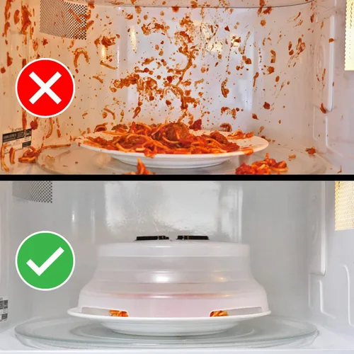 Miniatura 5 de HOVER COVER Tapa protectora magnética contra salpicaduras, tapa de 10 pulgadas transparente libre de BPA para alimentos, protector de plato