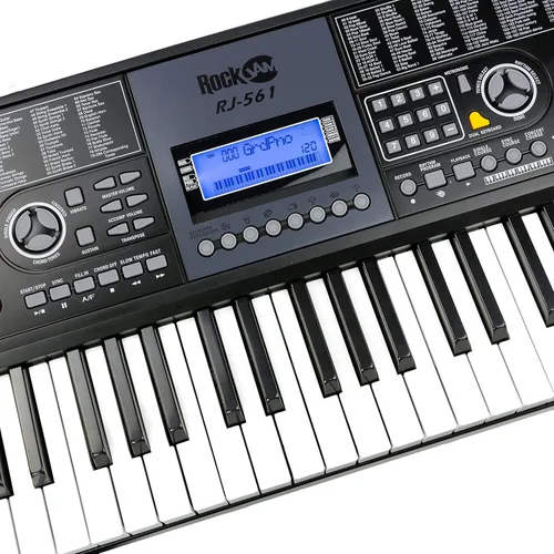 Miniatura 8 de Teclado electrónico RockJam de 61 teclas superkit con soporte, taburete, auriculares y fuente de alimentación
