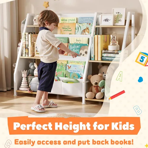 Miniatura 4 de Estantería infantil y organizador de juguetes: estante de libros de 3 niveles para habitación de niños, estante para libros Montessori para niños