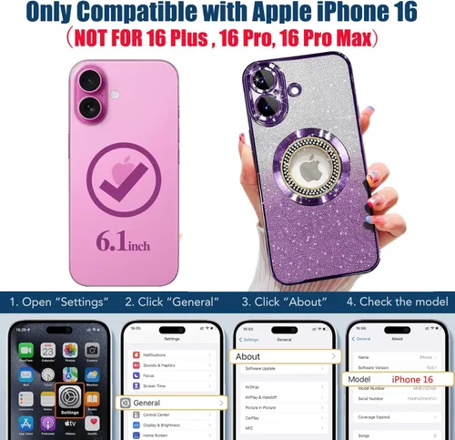 Miniatura 433 de Misscase Funda magnética con purpurina para iPhone 11 compatible con MagSafe, protección completa, delgada, a prueba de golpes, antiarañazos