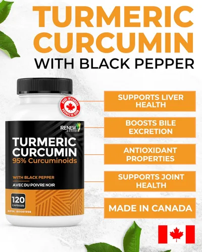 Miniatura 8 de Renew Actives Curcumina de cúrcuma orgánica de máxima potencia + cápsulas de pimienta negra. Suministro de 2 meses. Sin OMG y fuente