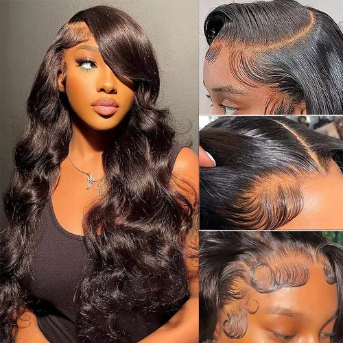 Miniatura 8 de Pelucas de cabello humano ondulado con encaje frontal de 13 x 4 para mujeres negras, sin pegamento, 22 pulgadas