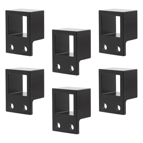 Miniatura 3 de Soporte de pared estándar para valla de aluminio, 1 x 1 1/8 pulgadas para rieles, soportes de riel residencial, color negro, paquete de 6