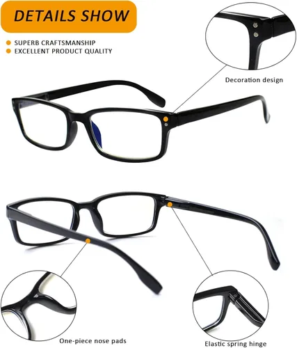 Miniatura 3 de Kerecsen Paquete de 6 gafas de lectura con bloqueo de luz azul, lectores con bisagra de resorte para hombres y mujeres, anteojos para computadora 6