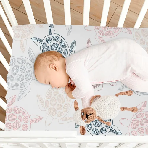 Miniatura 8 de Sábana bajera ajustable para cuna para niñas y niños, suave y transpirable para cuna estándar y colchón de cama infantil, 27 x 39 pulgadas