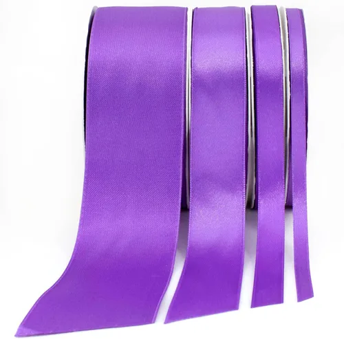 Miniatura 4 de Cinta de satén morado, 1/2 pulgada x 50 yardas, color sólido de doble cara, rollo de cinta gruesa y duradera, cinta 100% poliéster para envolver
