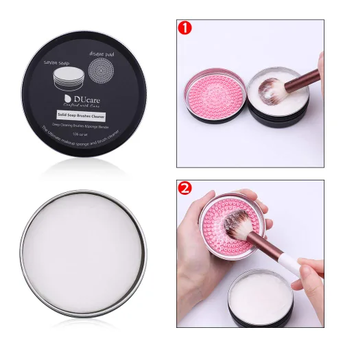 Miniatura 5 de DUcare Limpiador de Brochas de Maquillaje Champú Jabón Sólido Tapete de Limpieza de Brochas Elimina Color Cosmético Almohadilla Limpiadora