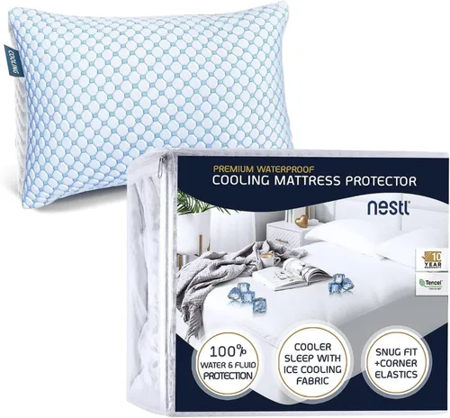 Miniatura 11 de Nestl Protector de colchón de tamaño matrimonial – Protector de colchón de enfriamiento de alta calidad, protector de colchón impermeable