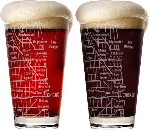 Miniatura 8 de Greenline Goods Vasos de cerveza – Juego de vasos de 16 onzas para los amantes de Pittsburgh – Juego de 2 – Grabados con Pittsburgh, PA Map