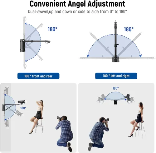Miniatura 3 de Neewer Brazo de Boom de Montaje en Pared en Triángulo para Luz de Fotografía Estroboscópica, Luz Mono, Caja de Luz, Paraguas, Reflector y Anillo