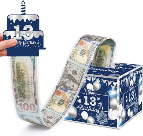 Miniatura 13 de Caja de dinero de cumpleaños para regalo en efectivo, cajas de regalo sorpresa para dinero, caja de dinero con tarjeta de feliz cumpleaños extraíble