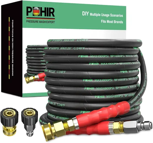 Miniatura 11 de POHIR Manguera de látigo para lavadora a presión de 3/8 pulgadas de 2 pies, manguera de conector de carrete de manguera corta para lavado a presión